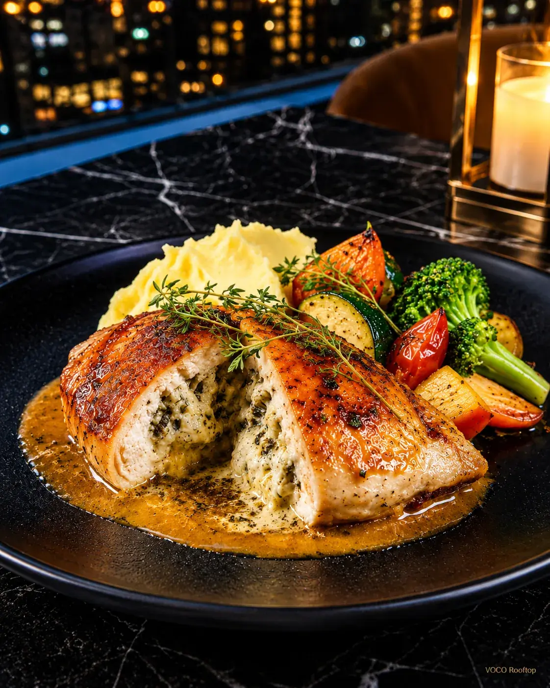 Baked Stuffed Chicken at VOCO Rooftop Lahore