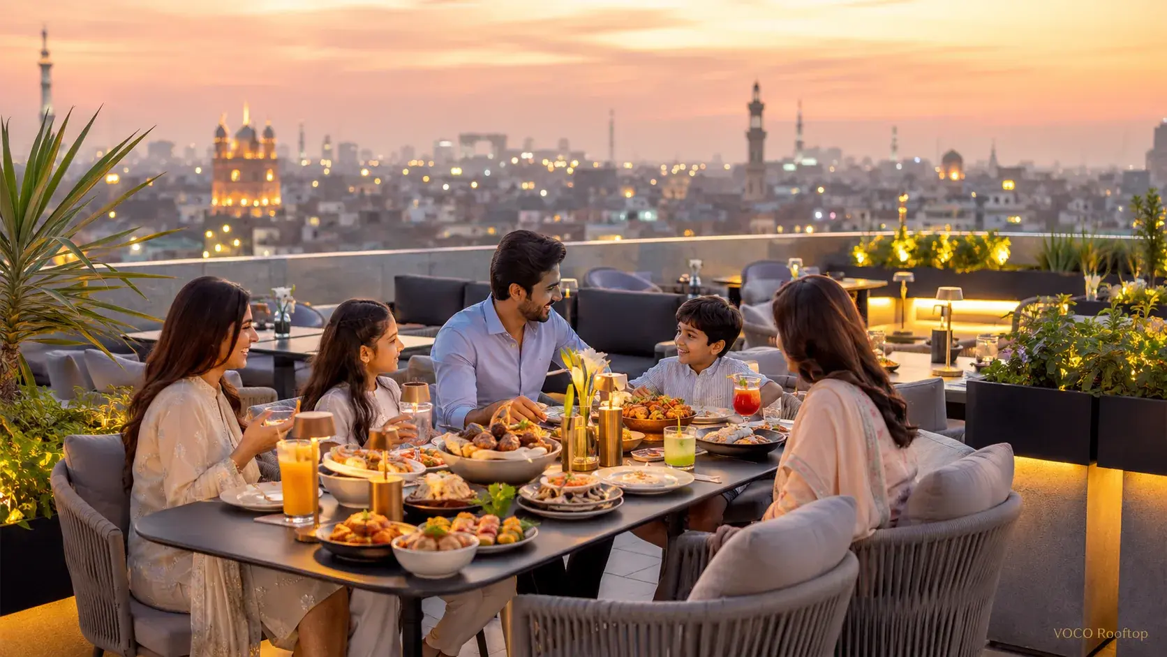 Family Dining at VOCO Rooftop Lahore