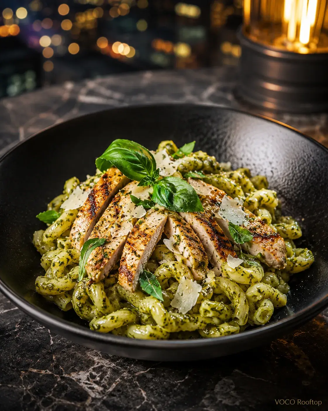 Pesto Pasta with Chicken at VOCO Rooftop Lahore