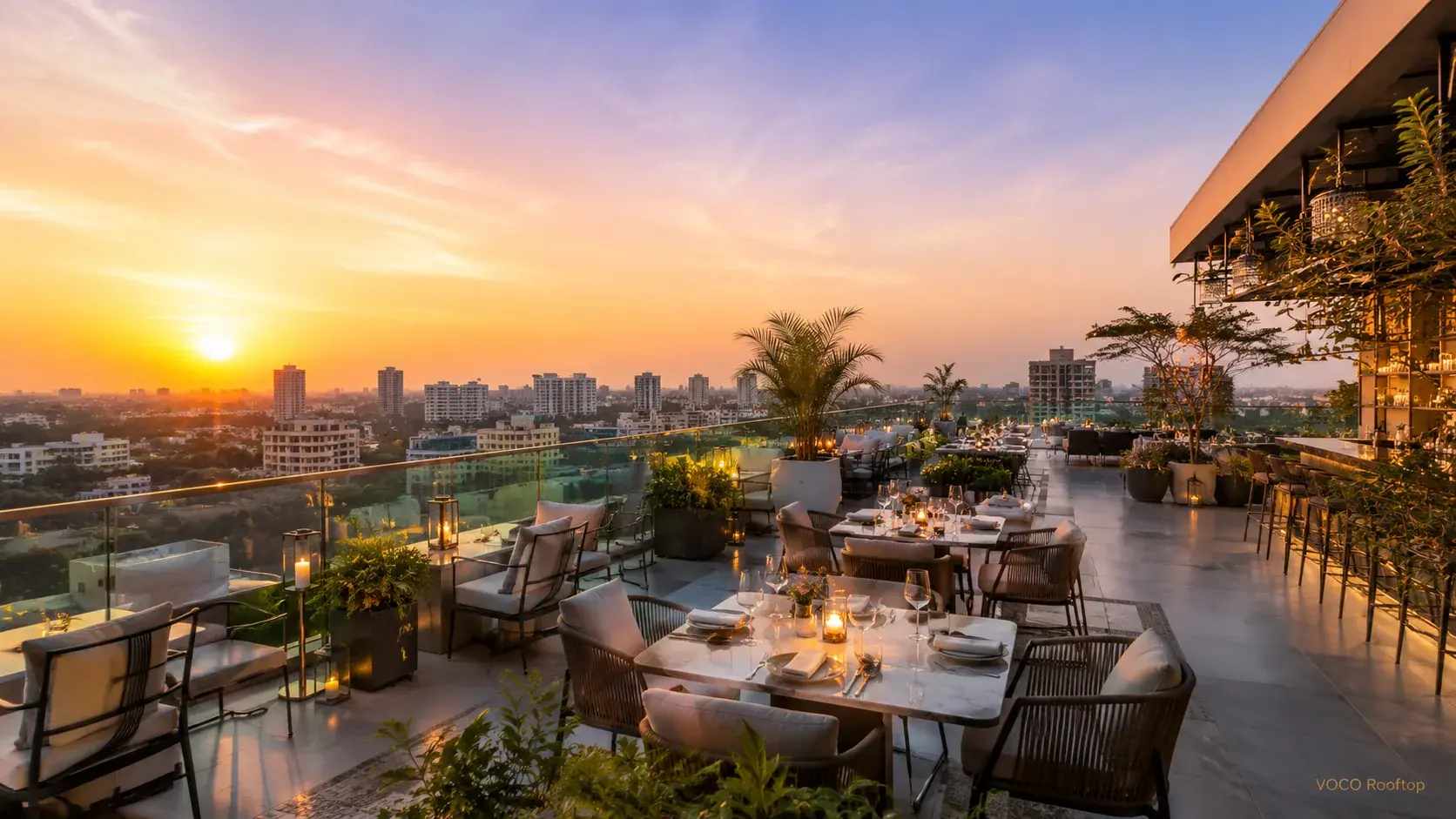 Rooftop sunset over Gulberg Lahore skyline