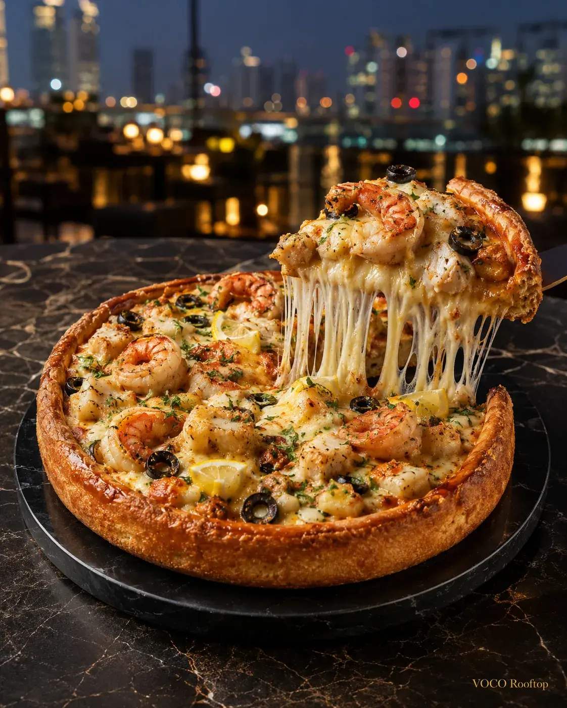 Seafood VOCO Pizza at VOCO Rooftop Lahore