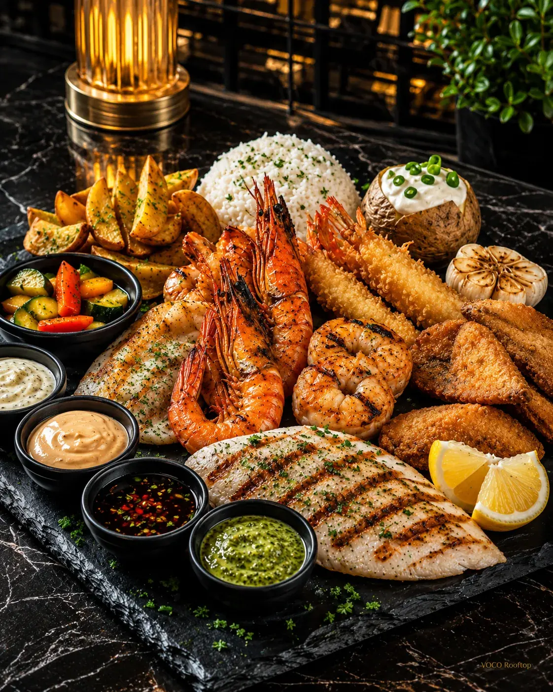 Seafood Grill Platter at VOCO Rooftop Lahore